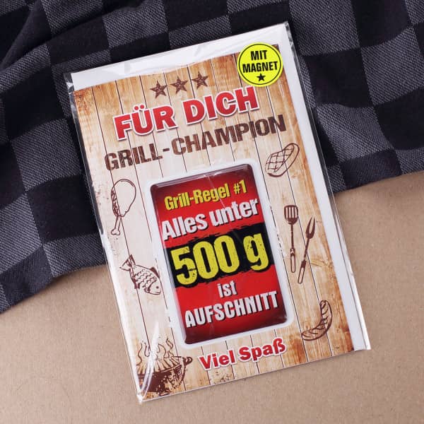 Glückwunschkarte Grill Chef mit Magnet