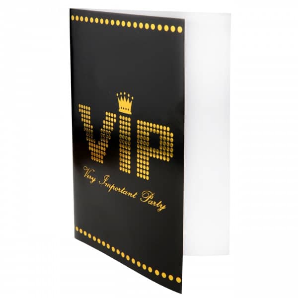 10 Tischkarten VIP in schwarz / gold