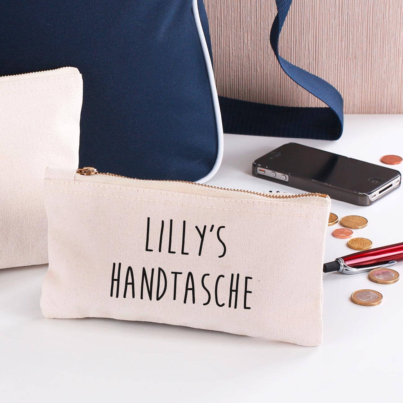 Kleine Handtasche mit Ihrem Wunschtext bedruckt