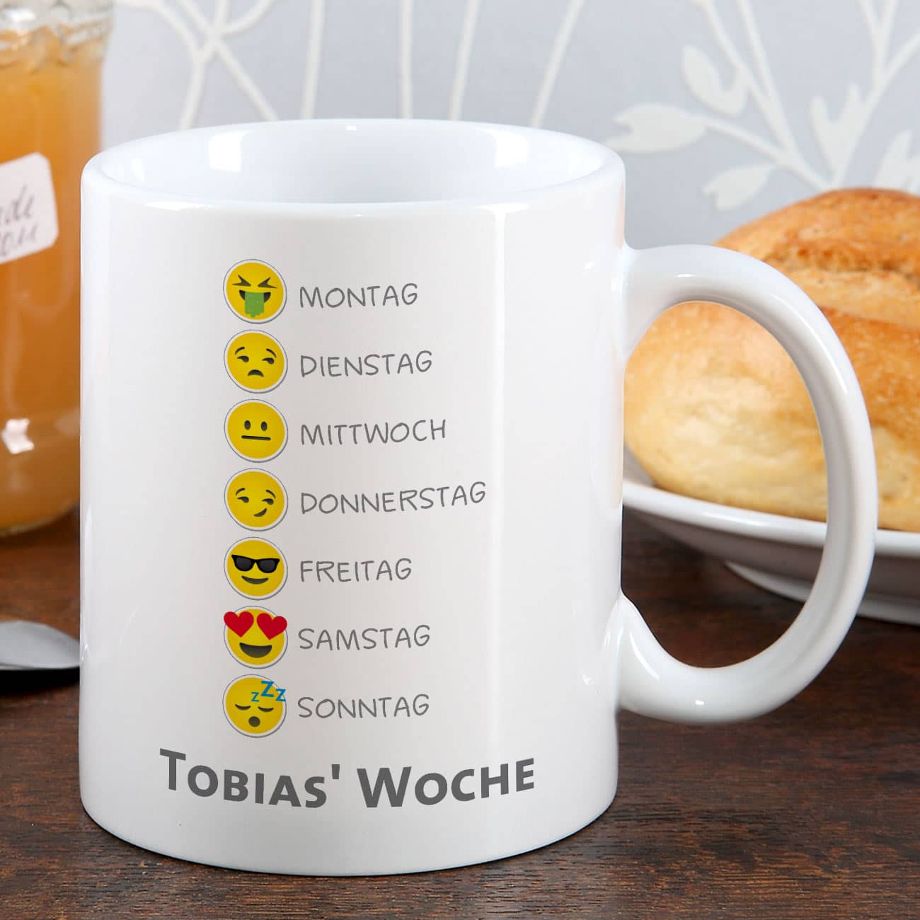 Emoji Tasse Wunschtext Woche 