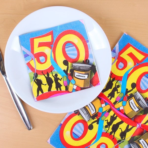 bunte Servietten zum 50. Geburtstag