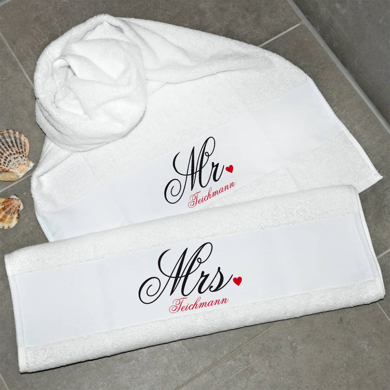 Mr und Mrs Handtuch Set mit Name