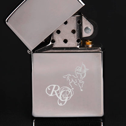 Original Zippo Feuerzeug mit Monogramm und Sternzeichen