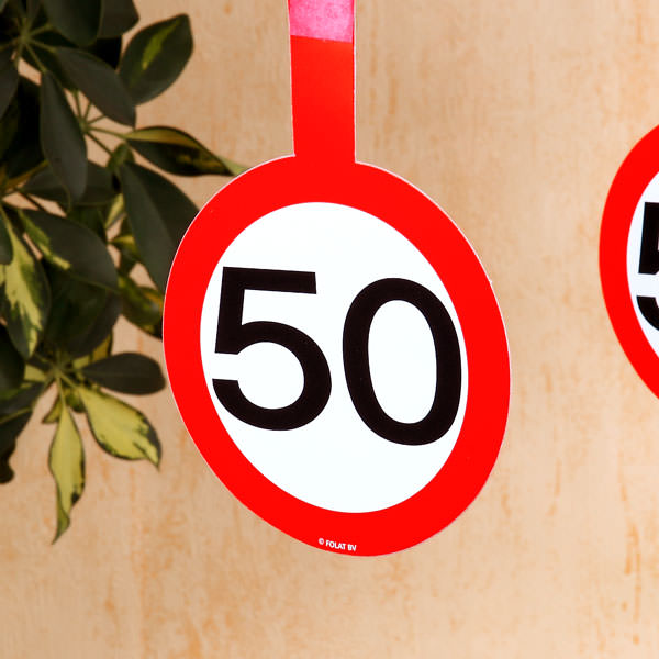 Papiergirlande Verkehrsschild zum 50. Geburtstag