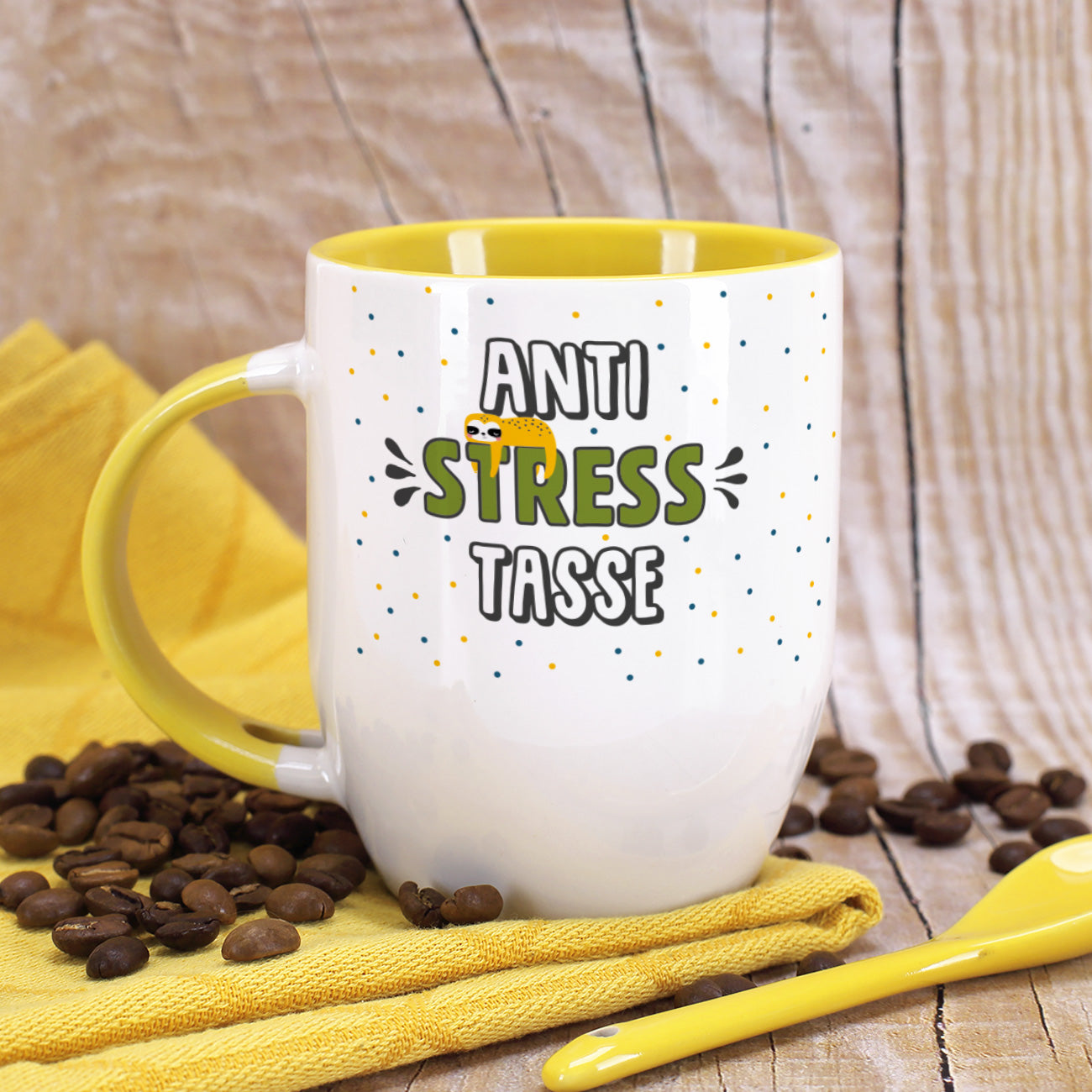 Anti-Stress Löffeltasse mit kleinem Faultier