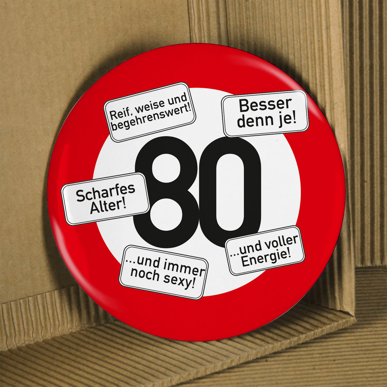 Button XXL Verkehrszeichen zum 80. Geburtstag