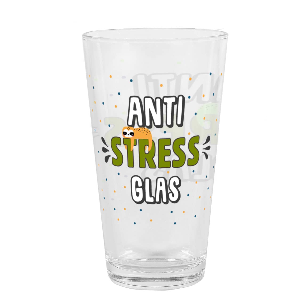 Anti-Stress Trinkglas mit kleinem Faultier