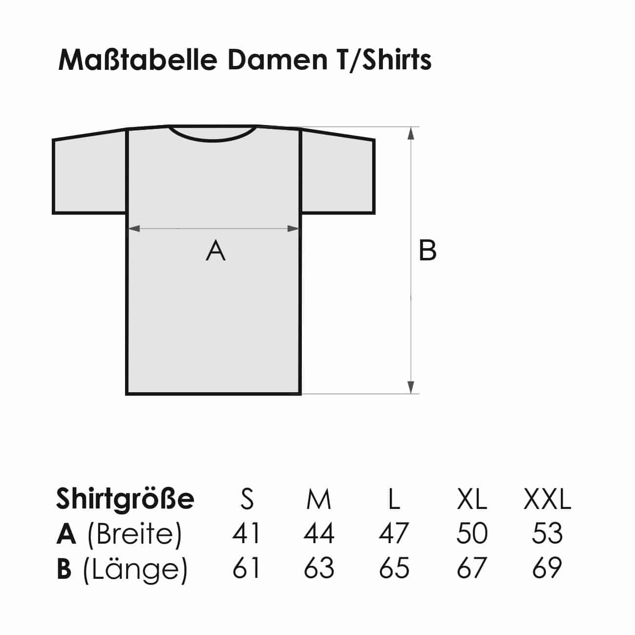 Maßtabelle Damenshirts