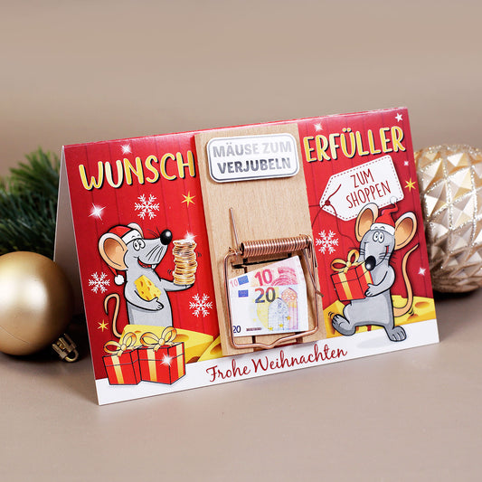 Weihnachtskarte für Mäuse zum Verjubeln als Geldgeschenk