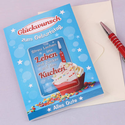 Geburtstagskarte mit Magnet - Kuchen