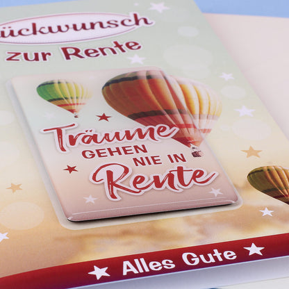 Grußkarte mit Magnet - zur Rente