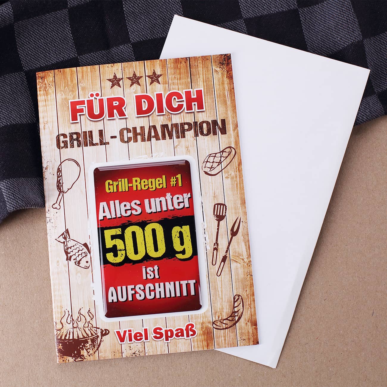 Grußkarte mit Magnet Grill-Champion