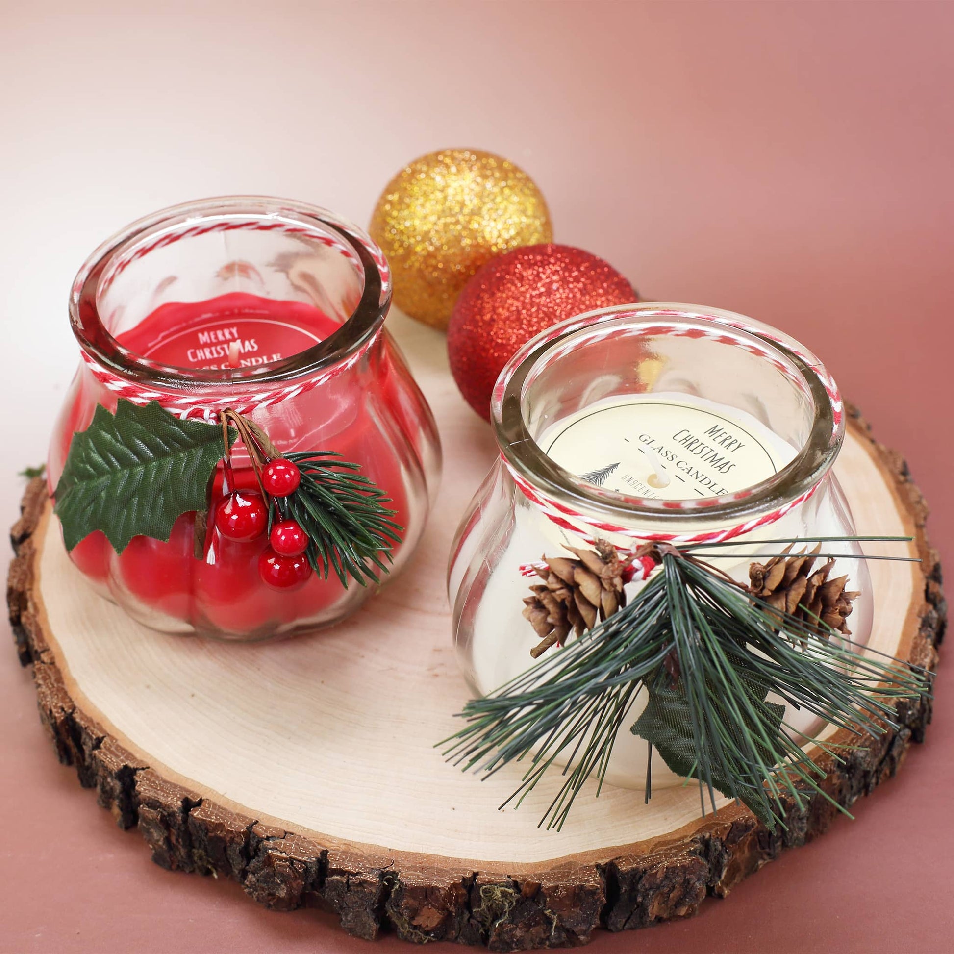 Kerze im Glas für Weihnachtsdekoration