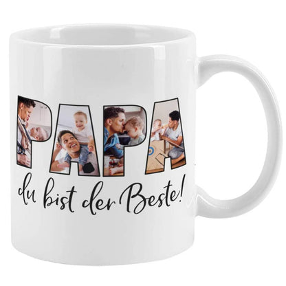 Geschenkidee für Papa Fototasse mit 4 Fotos