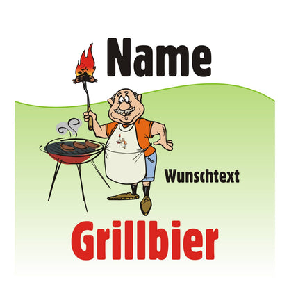 Bieraufkleber Grillbier mit Wunschname und Text