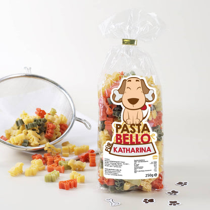 Pasta Bello - Nudeln ind Hundeform mit Ihrem Wunschnamen