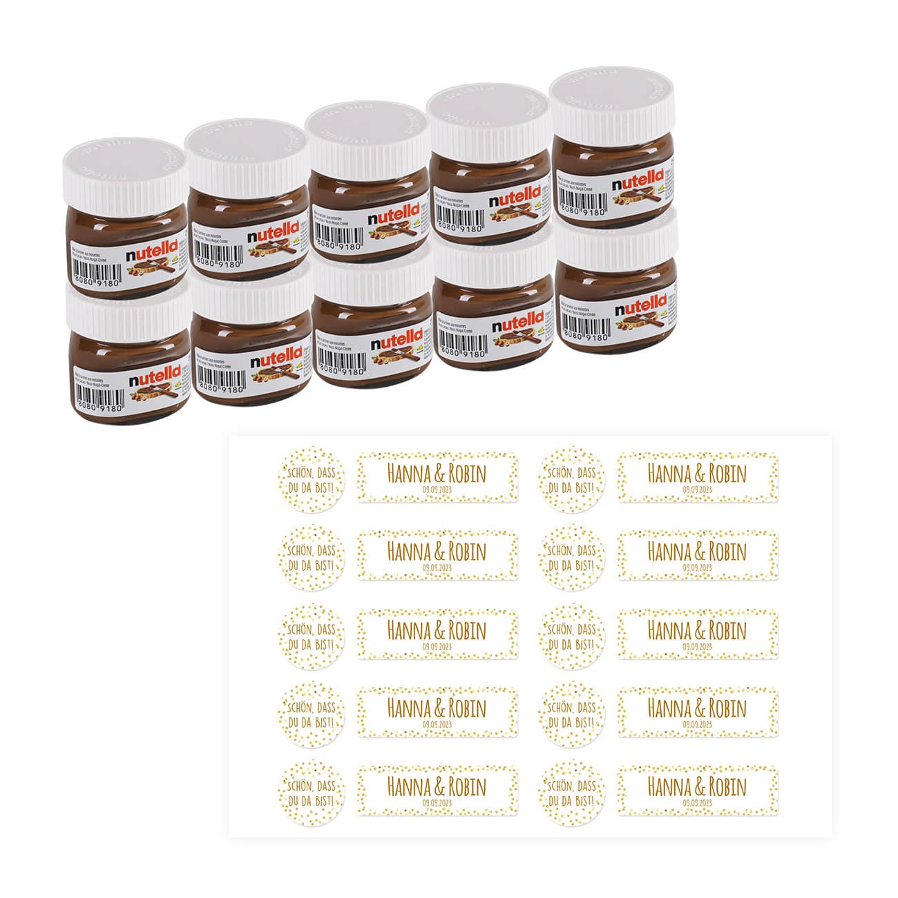 Nutella Gläser Set als Gastgeschenk für die Hochzeit