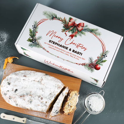 Rosinenstollen Thüringer Rezeptur in Geschenkverpackung mit Name & Wunschtext bedruckt, 1000g