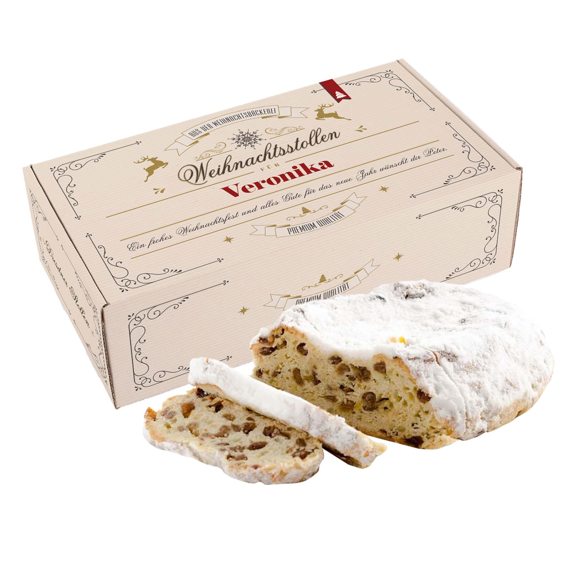 Rosinenstollen Thüringer Rezeptur in persönlichem Geschenkkarton