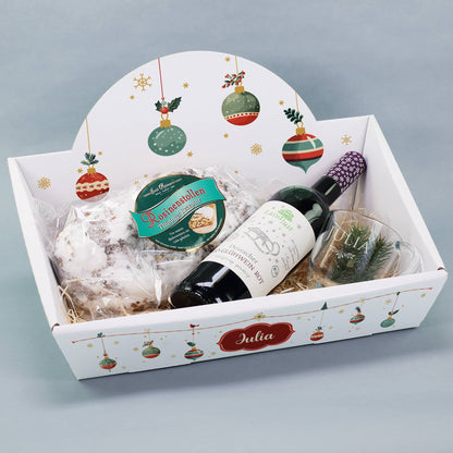 Persönliches Geschenkset mit Stollen, Glühwein und Glühweinglas