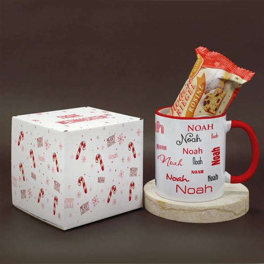 Geschenkset zu Weihnachten mit Tasse, Geschenkbox & Stollenriegel