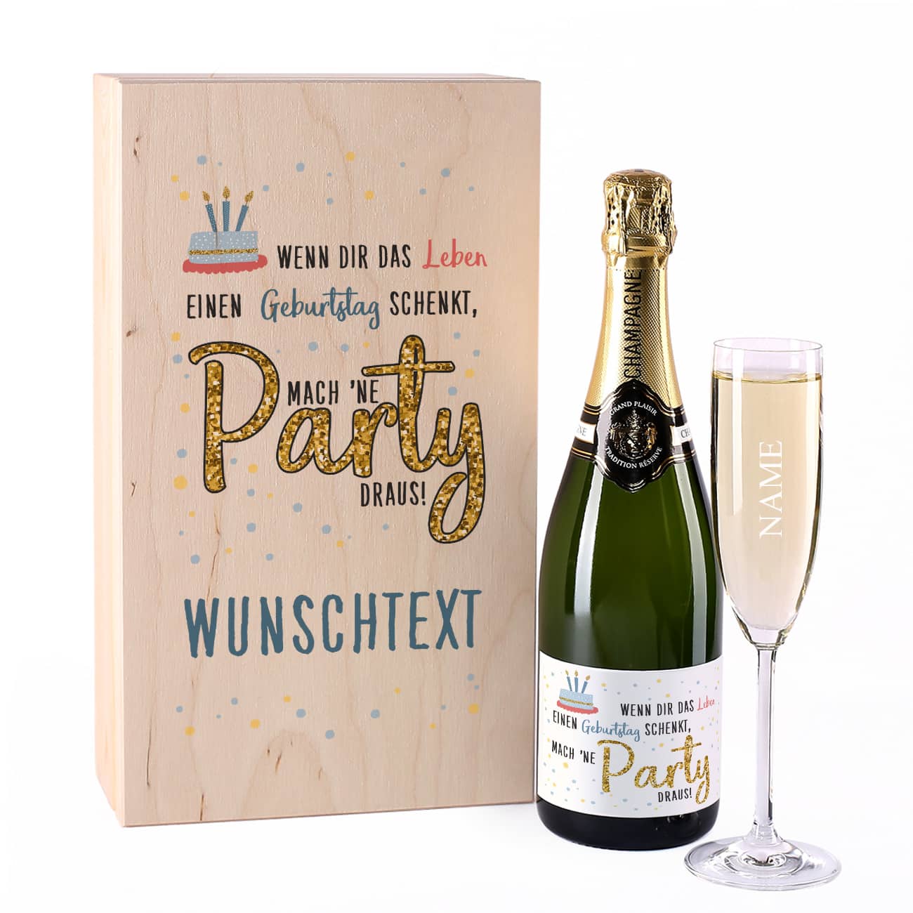 persönliches Champagner Geschenkset zum Geburtstag...mach 'ne Party draus