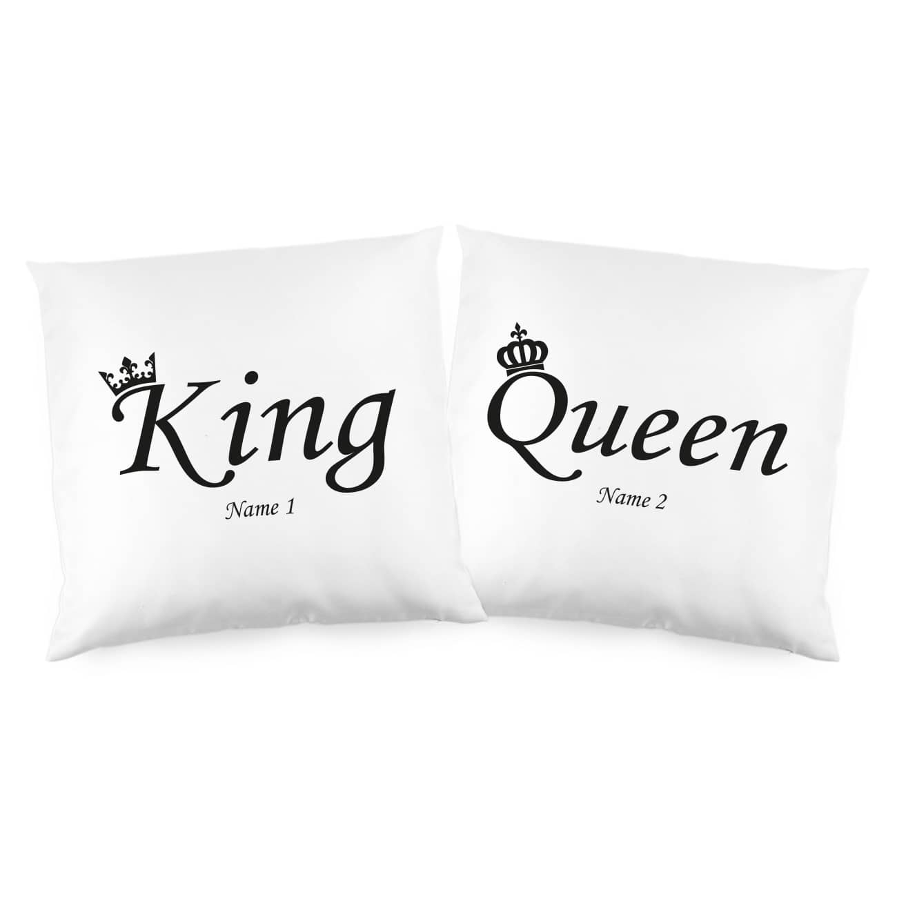 "King & Queen" Kissenset mit Ihren Namen