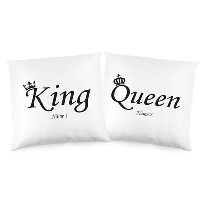 "King & Queen" Kissenset mit Ihren Namen