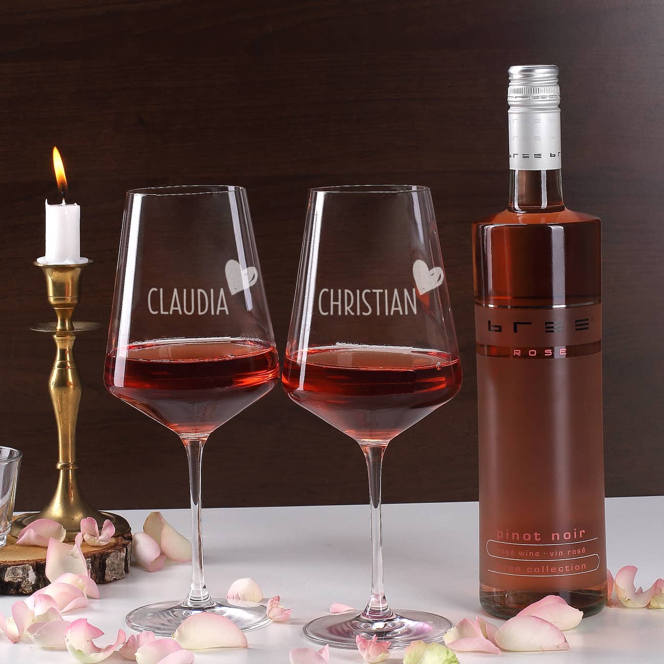 Geschenkset zum Valentinstag mit Roséwein