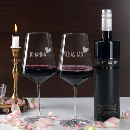 Geschenkset zum Valentinstag mit Rotwein