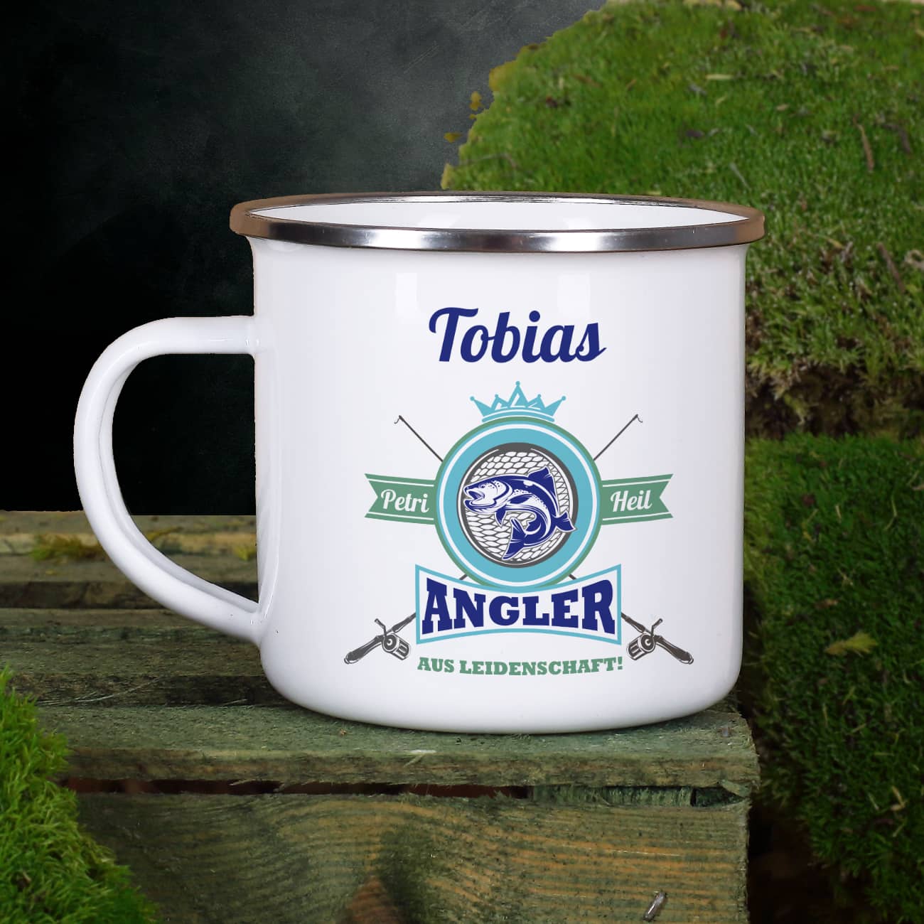 Geschenkset für Angler aus Leidenschaft in Munitionsbox mit Tasse