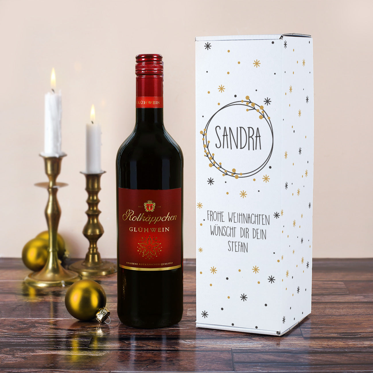 Geschenkbox mit Name und Text personalisiert und Rotkäppchen Glühwein