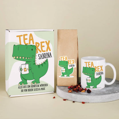 Tee Geschenkset "Tea Rex" mit Tasse, losem Tee und Geschenkbox