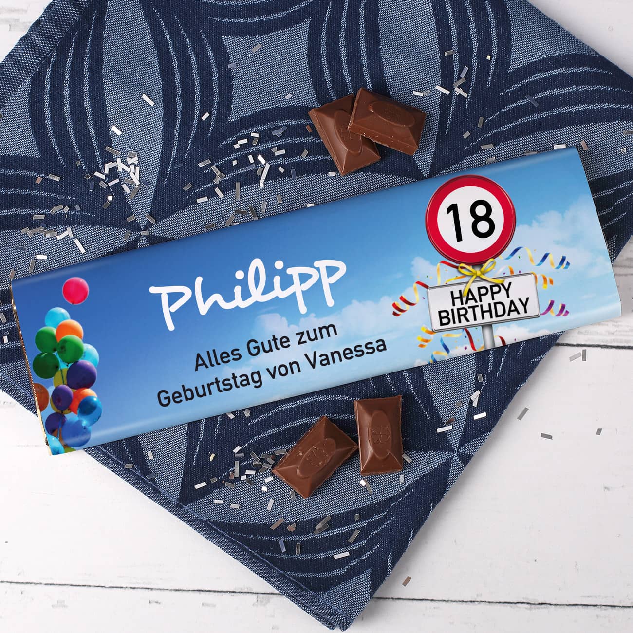 Geburtstagsschokolade zum 18. Geburtstag 