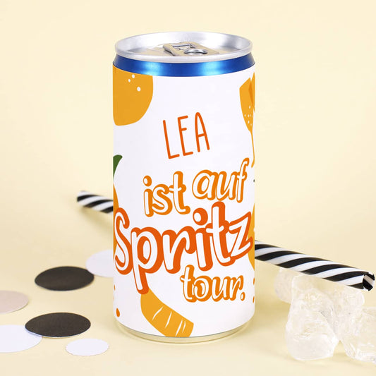 Bedruckte Dose mit Namen und Motiv "Auf Spritztour"