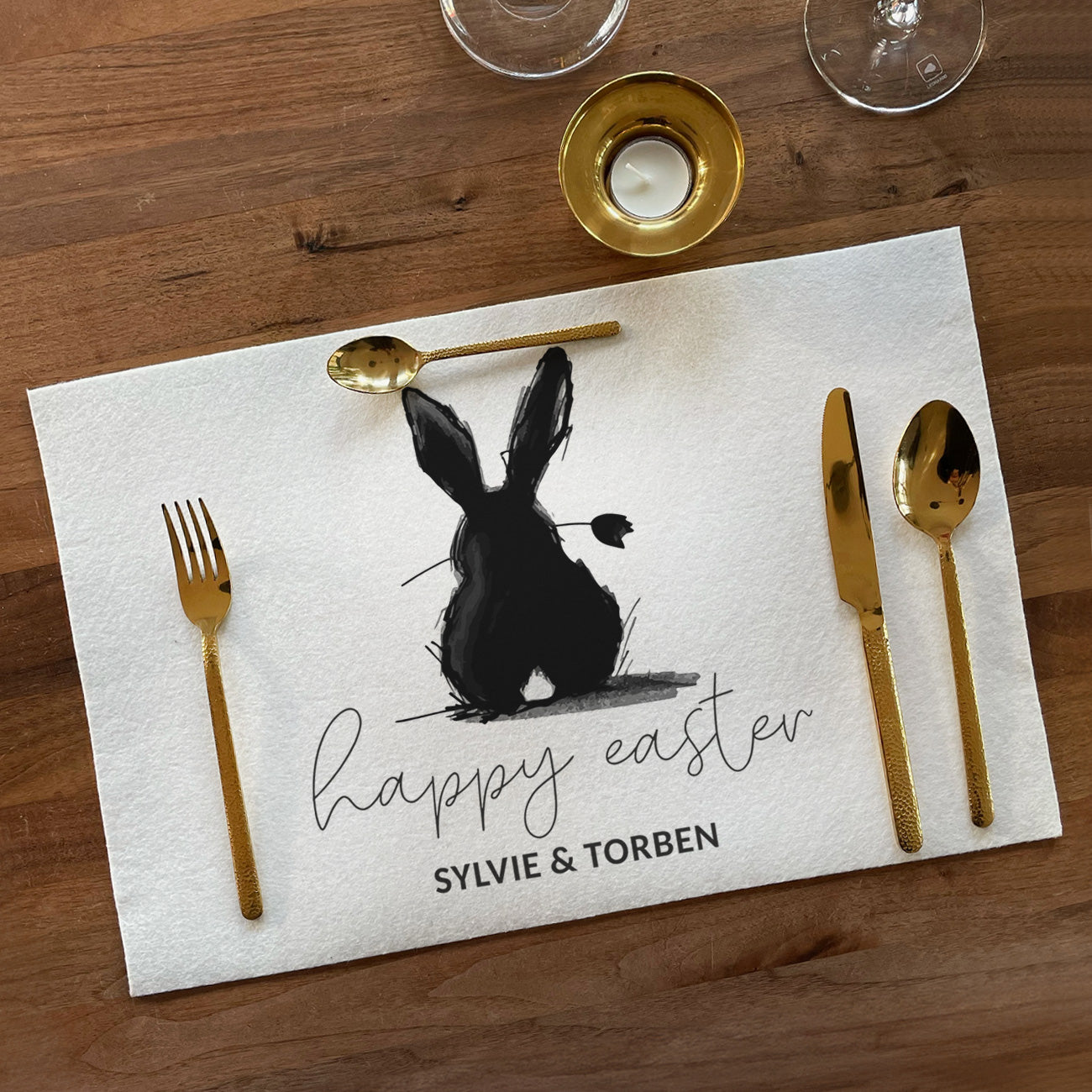 Happy Easter - Platzdeckchen aus Filz mit Wunschtext