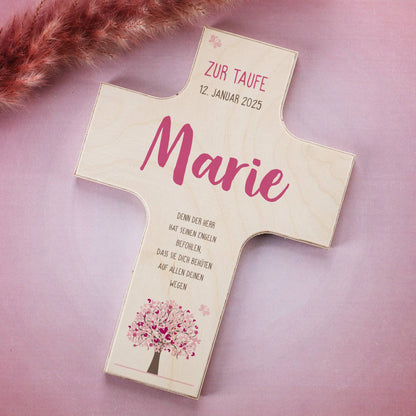 Kreuz in rosa mit Personalisierung