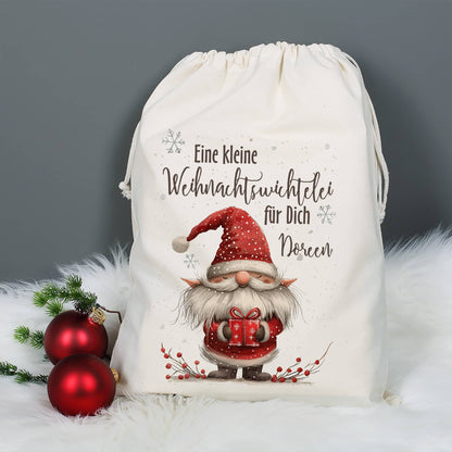 Geschenksack "Kleine Weihnachtswichtelei" personalisiert mit Name