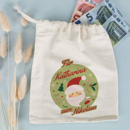 Kleiner Geschenksack zum Nikolaus mit niedlichem Motiv und Name