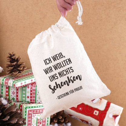 Geschenksack wir wollten uns nichts schenken