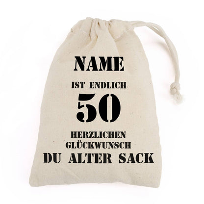 personalisierter beutel für einen alten Sack zum 50. Geburtstag