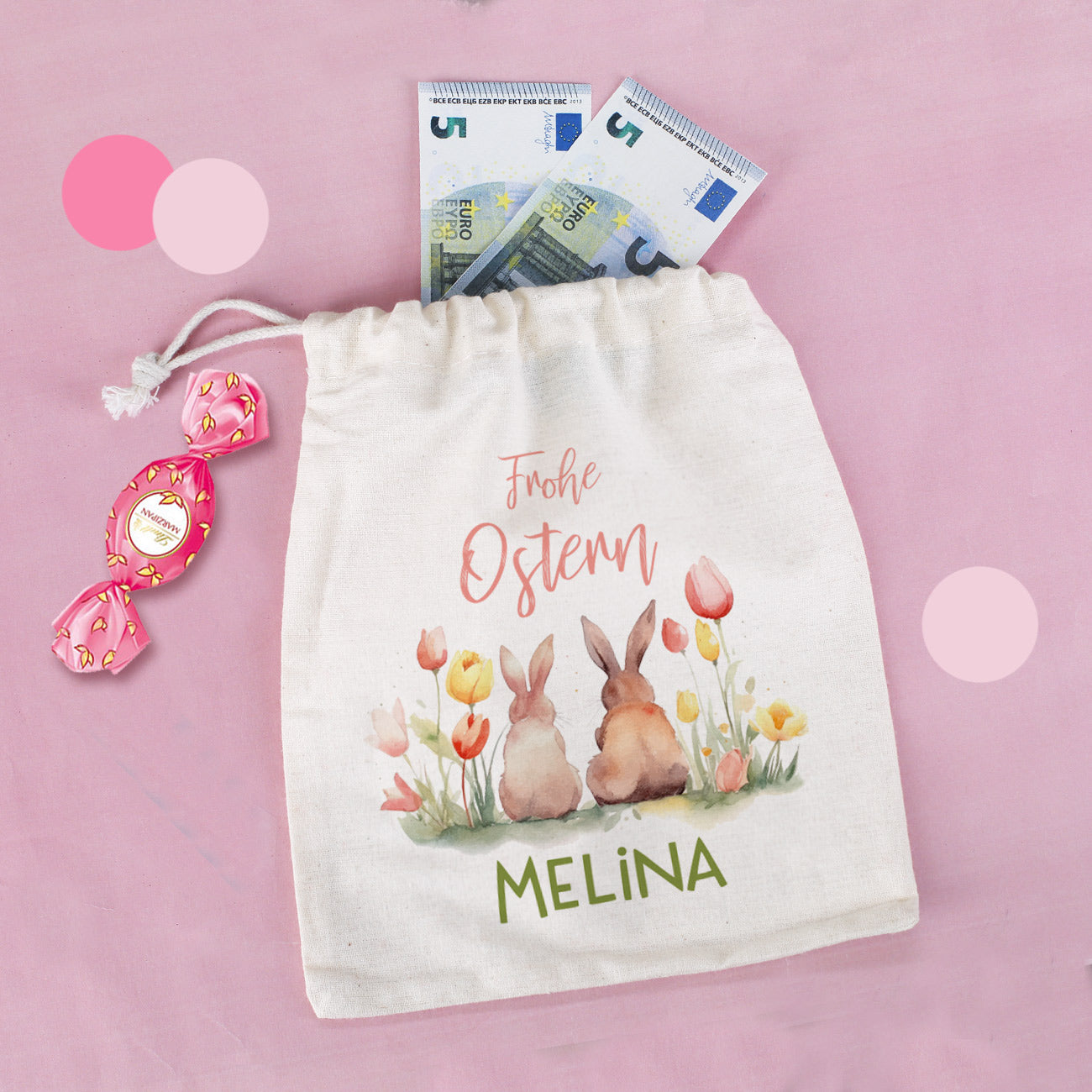 Geschenksack Ostern mit Hasen und Name