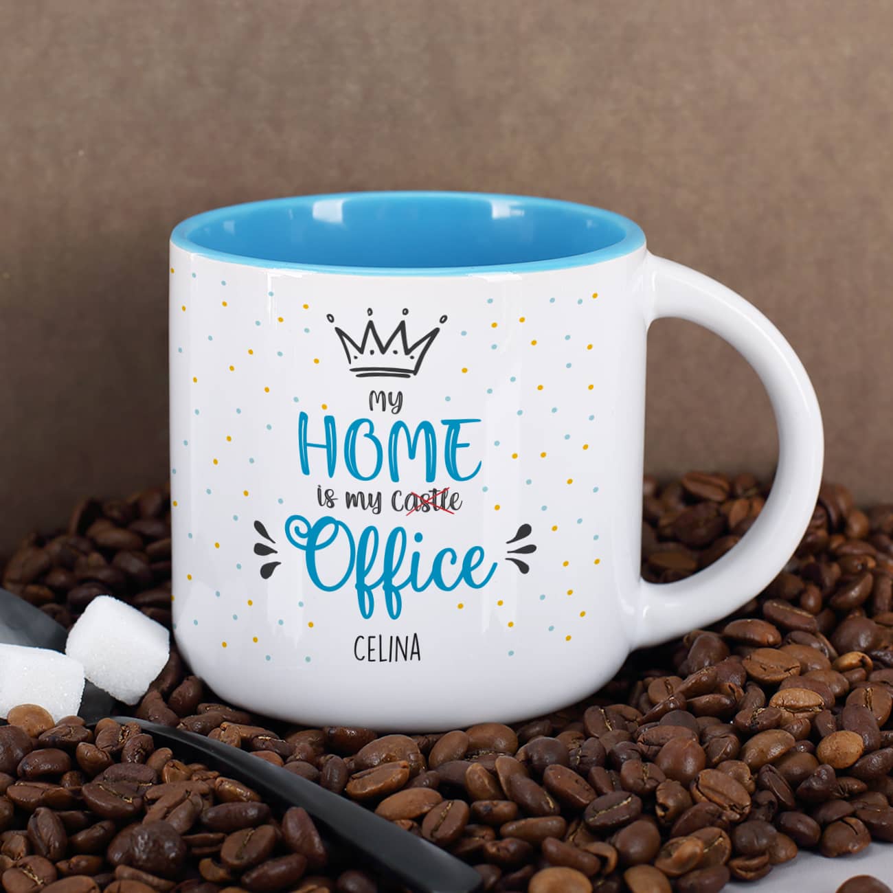 My home is my office - großer Kaffeepott mit Name