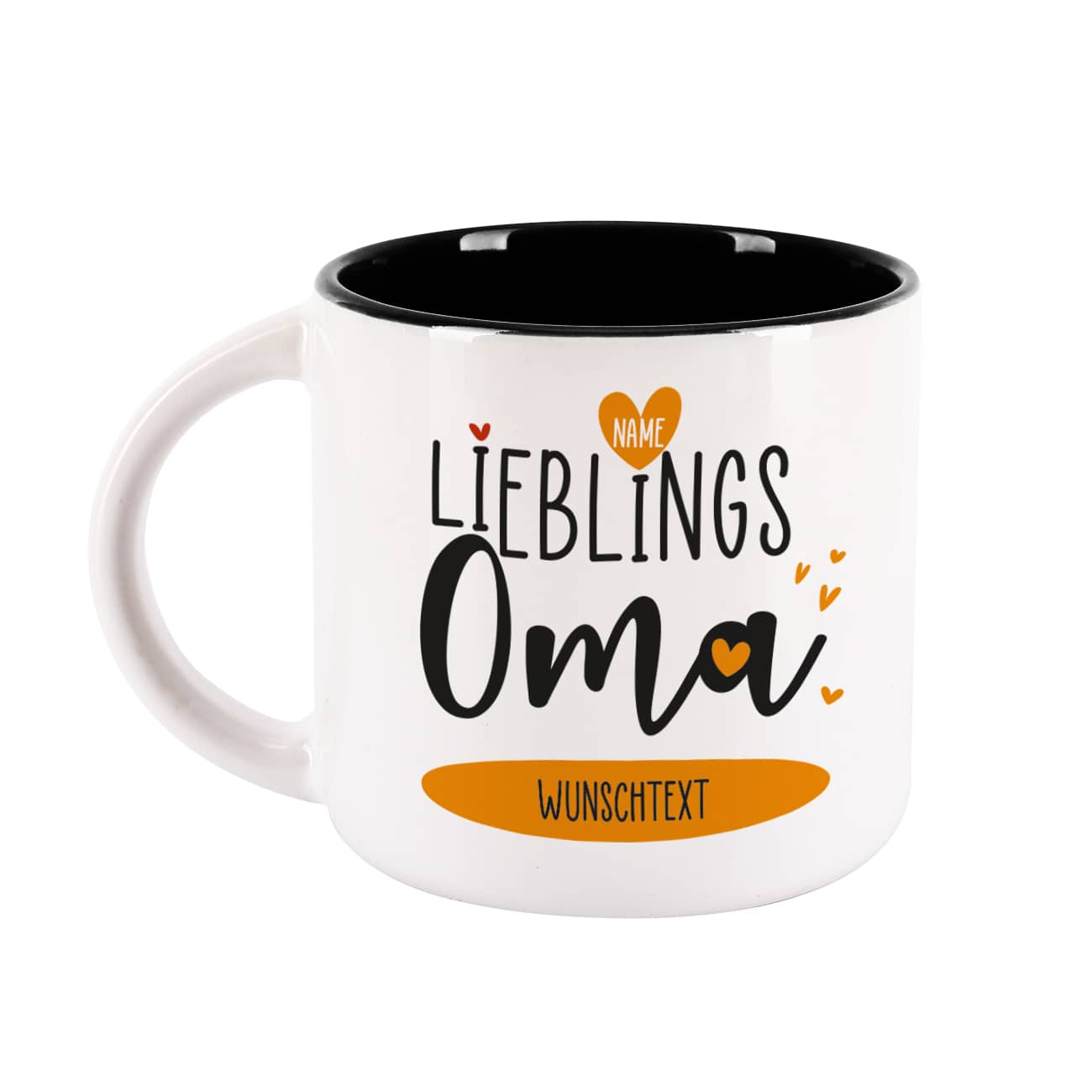 Riesige Kaffeetasse mit Name und Wunschtext für die Lieblingsoma