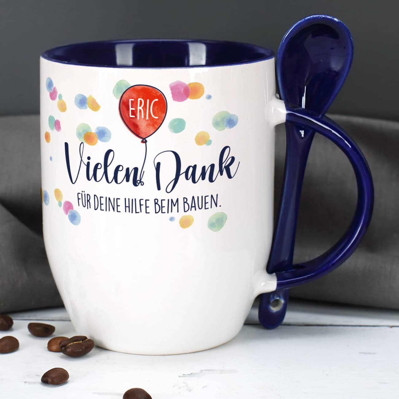 Vielen Dank - Löffeltasse mit Name und persönlichem Text