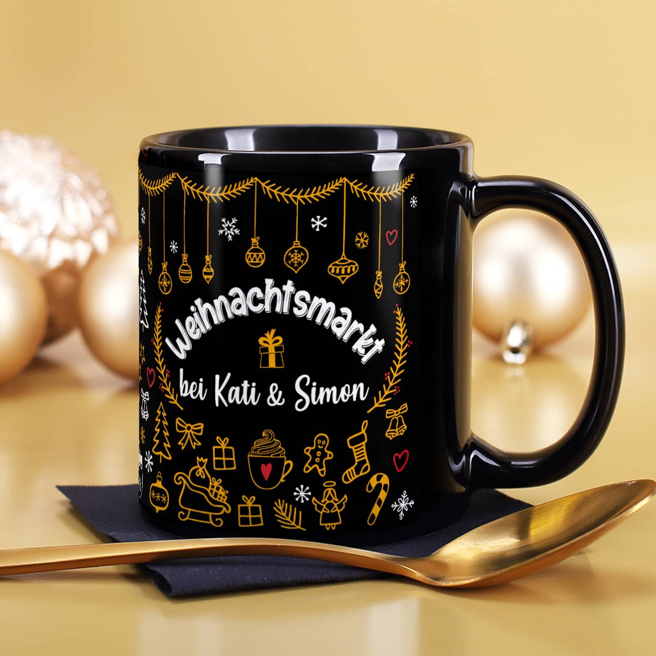 Weihnachtsmarkt-Tasse mit Ihrem Wunschtext