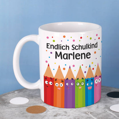 Endlich Schulkind! - Tasse zur Einschulung mit Name personalisiert