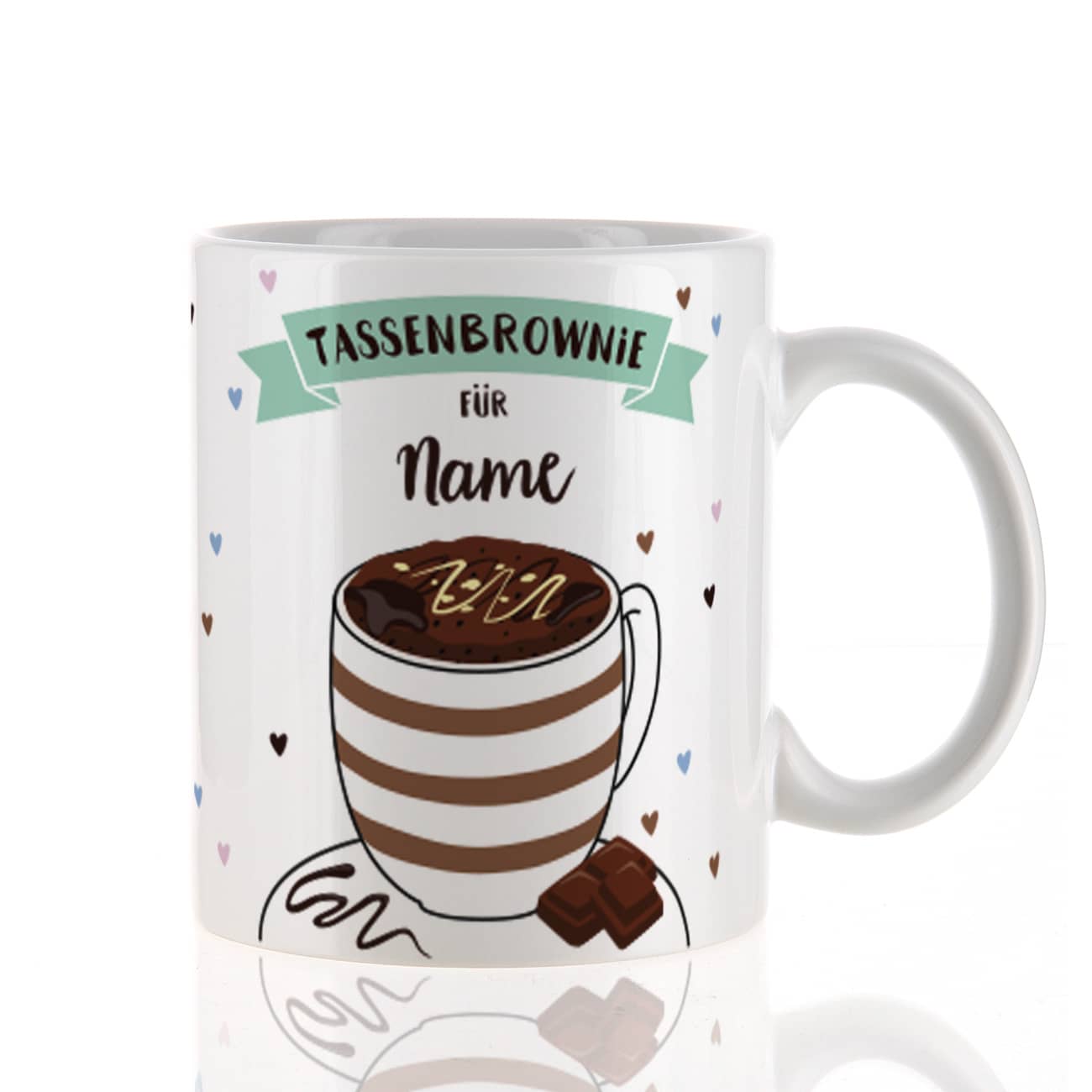 Tasse für Tassenbrownie bedruckt mit Name