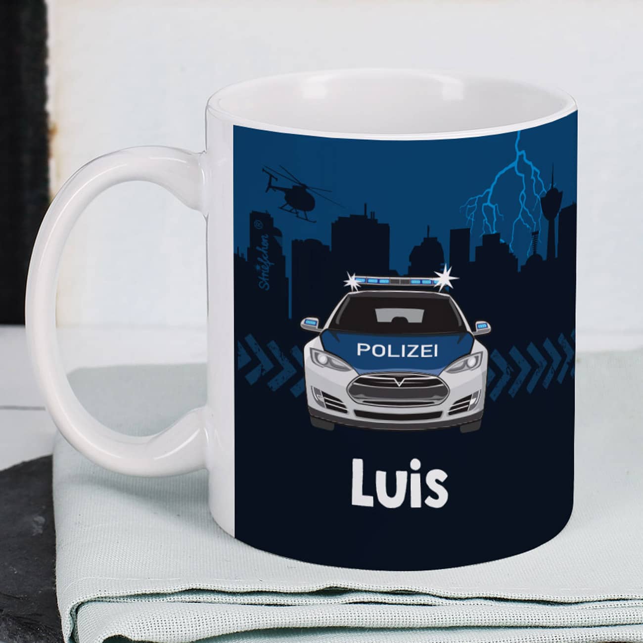 Coole Polizei - Tasse mit Namensaufdruck