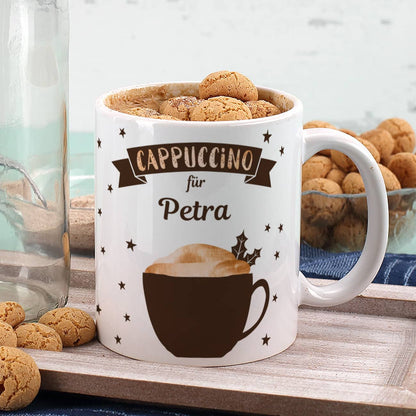 Tasse Cappuccino Motiv mit Name bedruckt